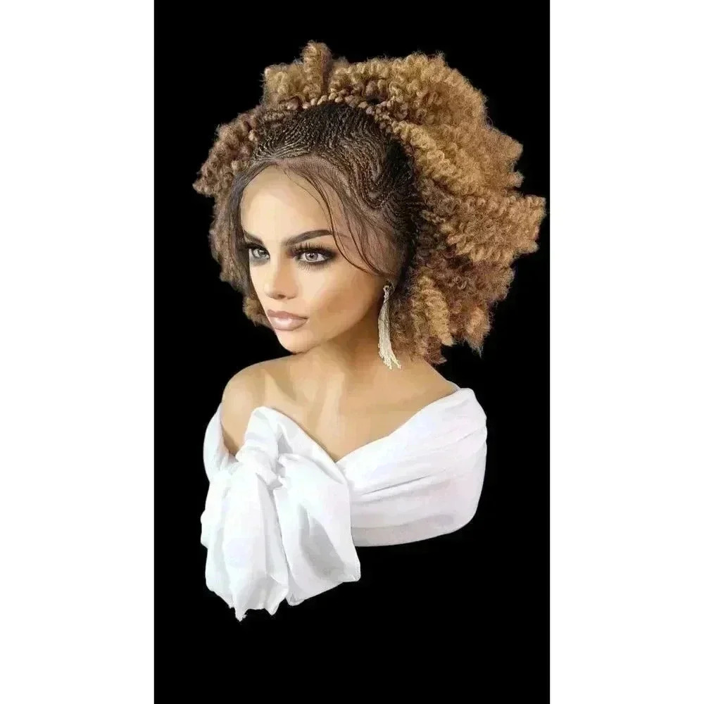 Braided wigs 100% handmade, short afro wig, stunning, colored Wig Mixt NWT short - Picture 4 of 15